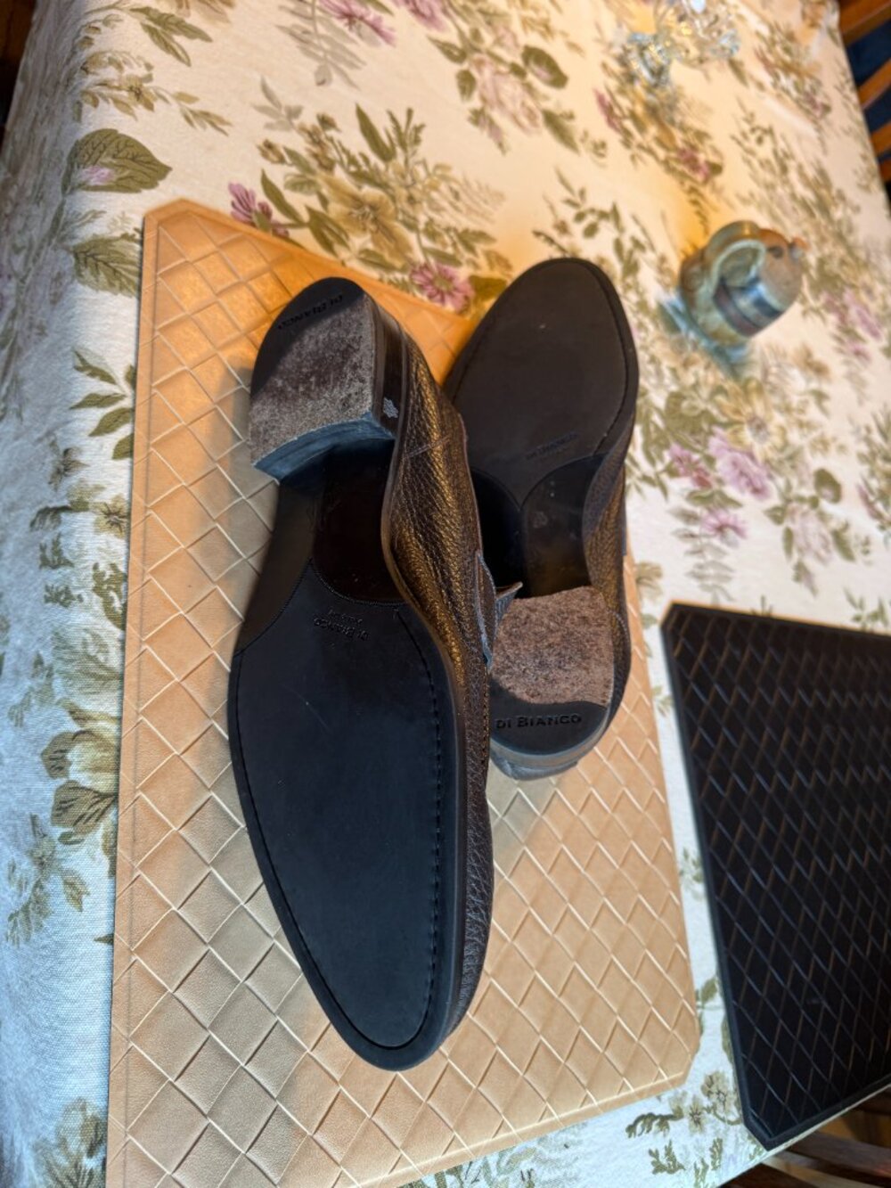 Di Bianco Scarpe Brown Pebbled Leather Loafers Size 11 - Picture 8 of 10